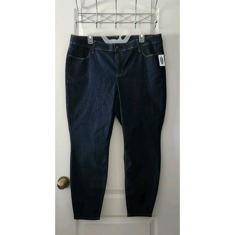 OLD NAVY Womens Super Skinny Mid-Rise Blue Jeans Pants Cotton Blend Sz 18‎ Short